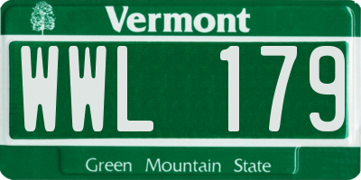 VT license plate WWL179