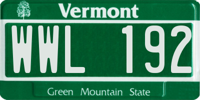 VT license plate WWL192
