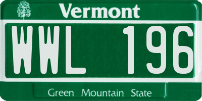 VT license plate WWL196