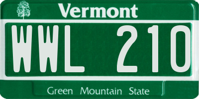 VT license plate WWL210