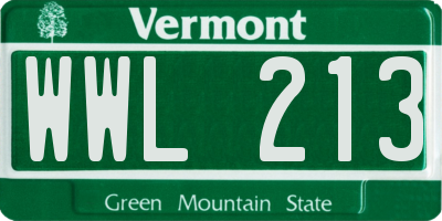 VT license plate WWL213