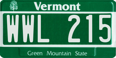 VT license plate WWL215