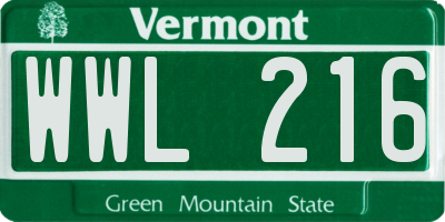 VT license plate WWL216