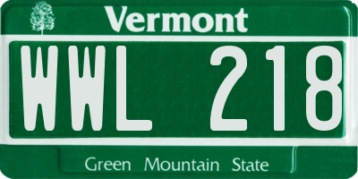 VT license plate WWL218