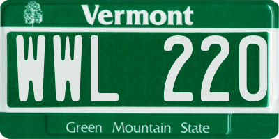 VT license plate WWL220