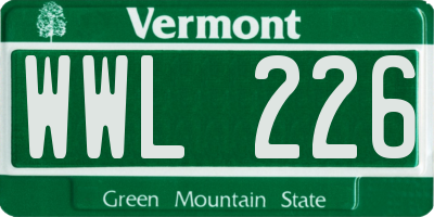 VT license plate WWL226