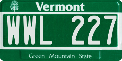 VT license plate WWL227
