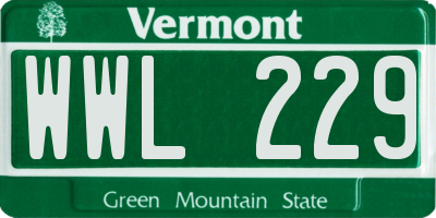 VT license plate WWL229