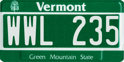 VT license plate WWL235