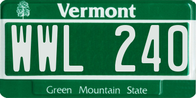 VT license plate WWL240