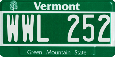 VT license plate WWL252