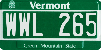 VT license plate WWL265