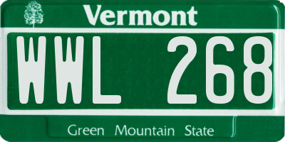 VT license plate WWL268