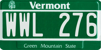 VT license plate WWL276