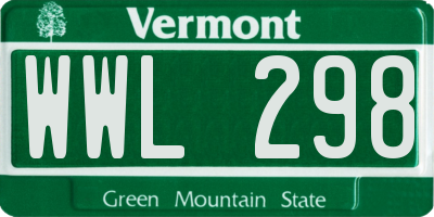 VT license plate WWL298