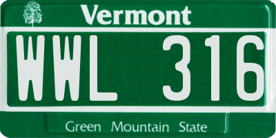 VT license plate WWL316