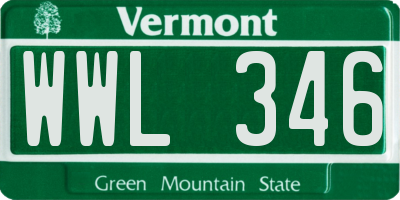 VT license plate WWL346