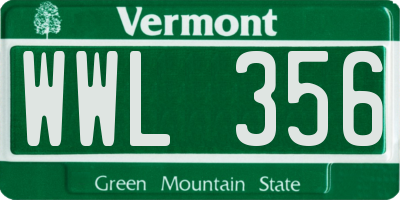 VT license plate WWL356