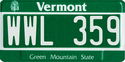 VT license plate WWL359