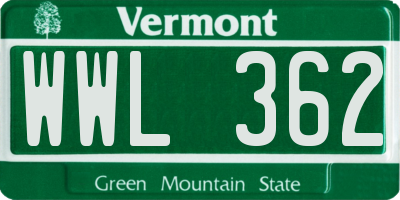 VT license plate WWL362