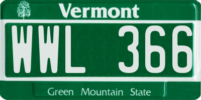 VT license plate WWL366