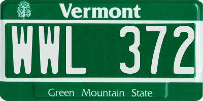 VT license plate WWL372