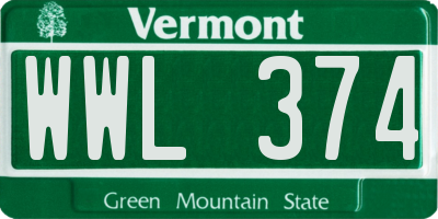 VT license plate WWL374