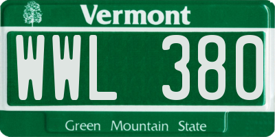 VT license plate WWL380