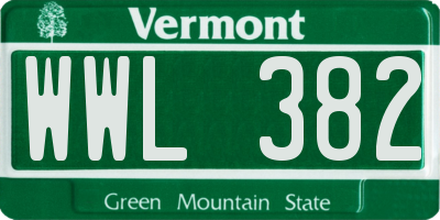 VT license plate WWL382