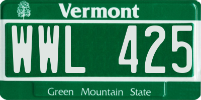 VT license plate WWL425