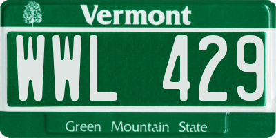 VT license plate WWL429