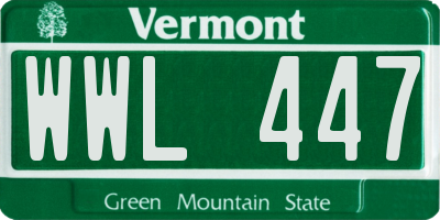 VT license plate WWL447