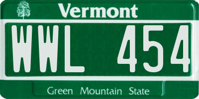 VT license plate WWL454