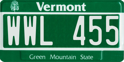 VT license plate WWL455
