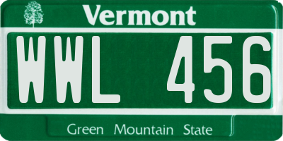 VT license plate WWL456