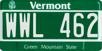 VT license plate WWL462
