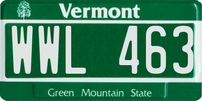 VT license plate WWL463