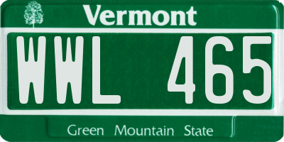 VT license plate WWL465