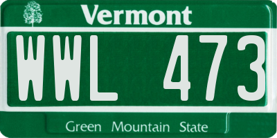 VT license plate WWL473