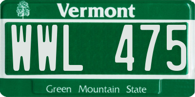 VT license plate WWL475