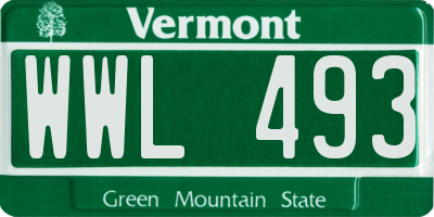 VT license plate WWL493