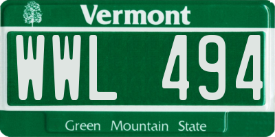 VT license plate WWL494