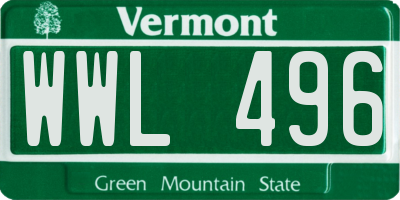 VT license plate WWL496