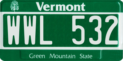 VT license plate WWL532