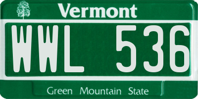 VT license plate WWL536