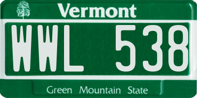 VT license plate WWL538