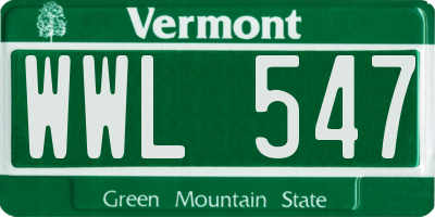 VT license plate WWL547