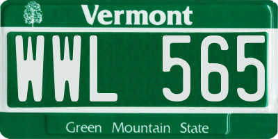 VT license plate WWL565