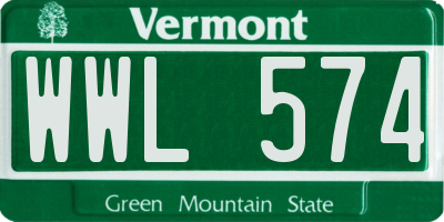 VT license plate WWL574