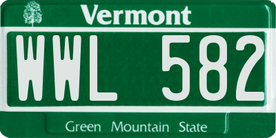 VT license plate WWL582
